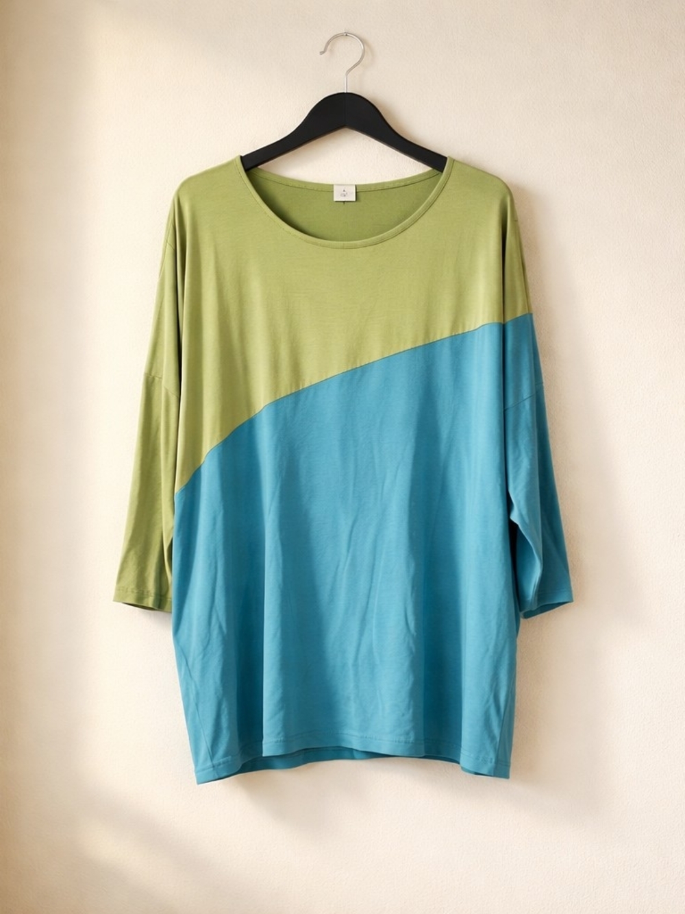 Alembica Colorblock 3/4 Sleeve Tee - Olive & Teal